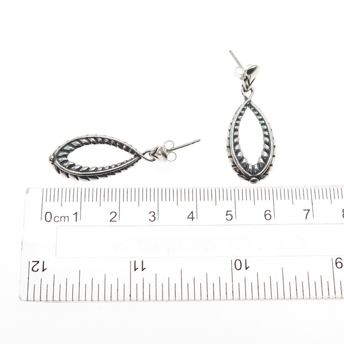 CAROLYN POLLACK American West Sterling Silver Vintage Feather Oxidized Earrings