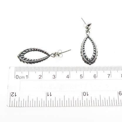 CAROLYN POLLACK American West Sterling Silver Vintage Feather Oxidized Earrings