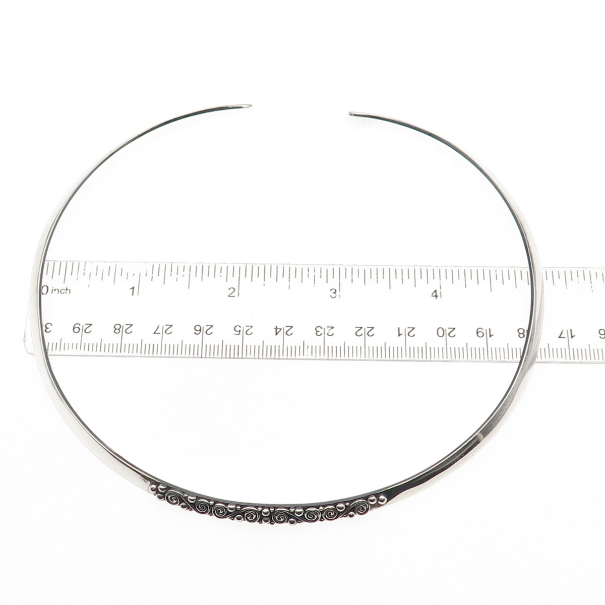 Sajen 925 Sterling Silver Vintage Modernist Swirl Choker Necklace 14-16"