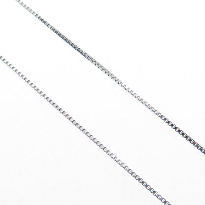 925 Sterling Silver Real Round-Cut Diamond & Ruby Heart Box Chain Necklace 18"