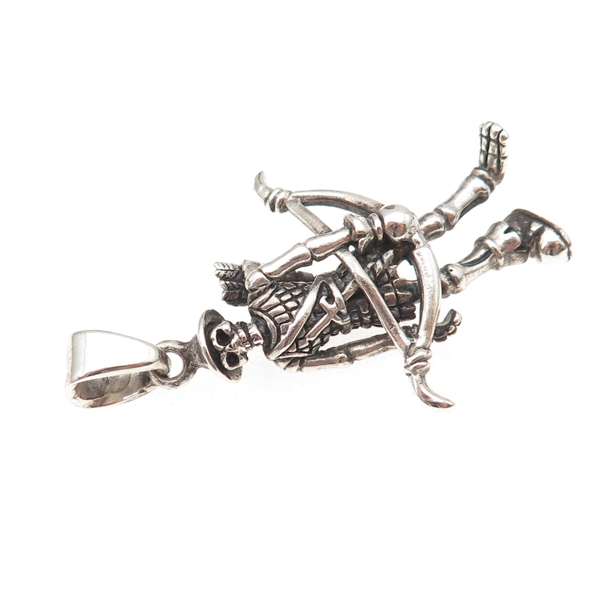 925 Sterling Silver Vintage Skeleton Warrior Oxidized 3D Pendant