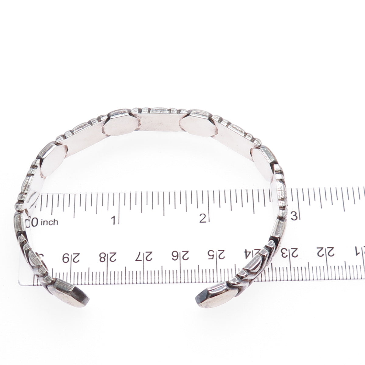 925 Sterling Silver Vintage PR Italy Modernist Oxidized Adjustable Bracelet 8"
