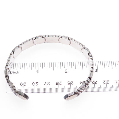 925 Sterling Silver Vintage PR Italy Modernist Oxidized Adjustable Bracelet 8"
