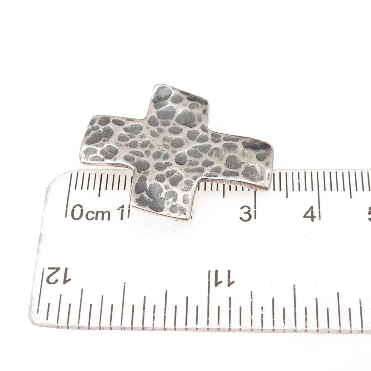 Silpada 925 Sterling Silver Vintage Cross Hammered Oxidized Slide Charm Pendant