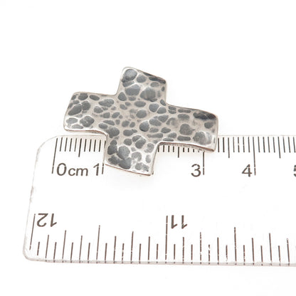 Silpada 925 Sterling Silver Vintage Cross Hammered Oxidized Slide Charm Pendant
