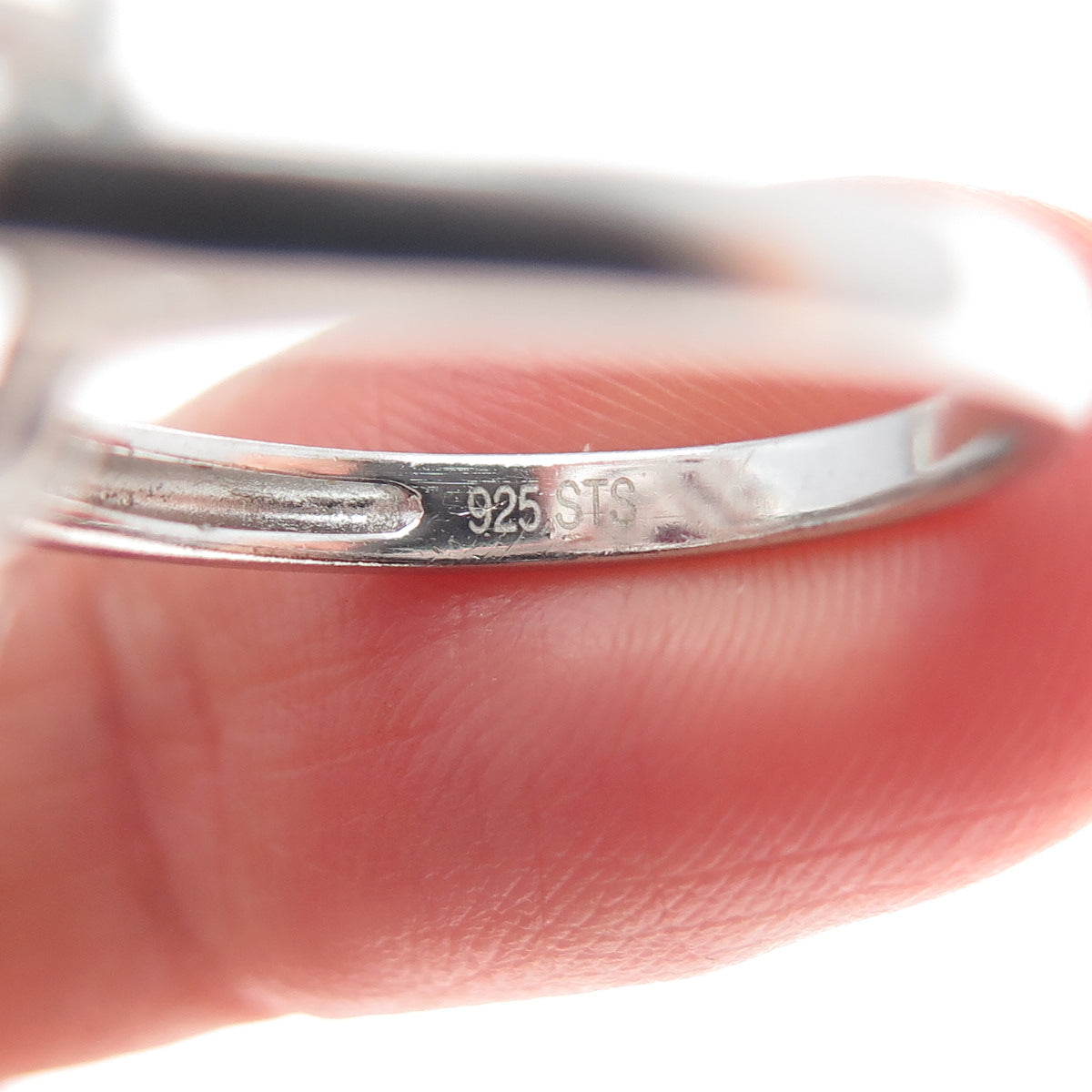 CHUCK CLEMENCY 925 Sterling Silver Real Amethyst & White Topaz Ring Size 7.25