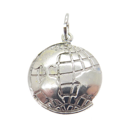 925 Sterling Silver Vintage Globe Pendant