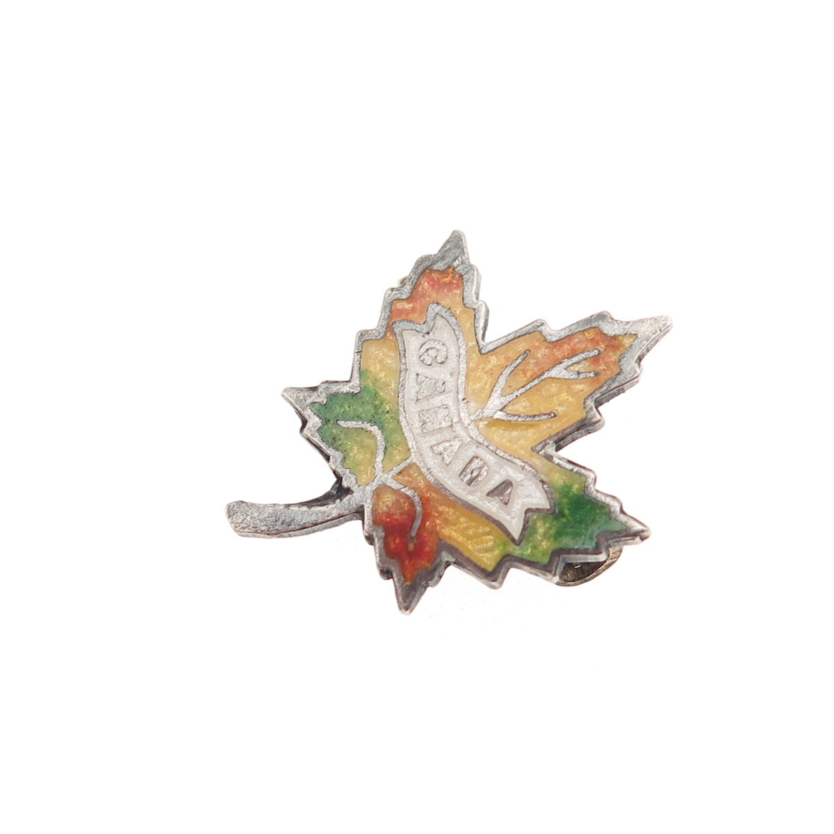 925 Sterling Silver Vintage Enamel Canada Maple Leaf Mini Pin Brooch