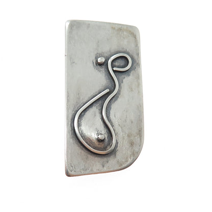 925 Sterling Silver Vintage Modernist Abstract Oxidized Pin Brooch