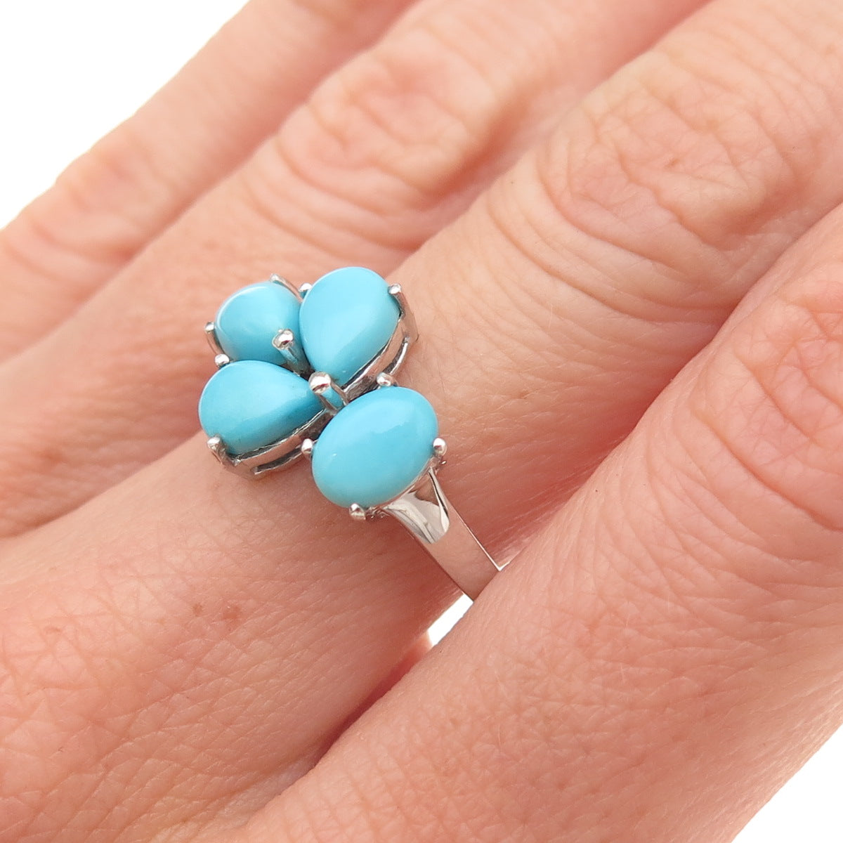 925 Sterling Silver Real Sleeping Beauty Turquoise Ring Size 8