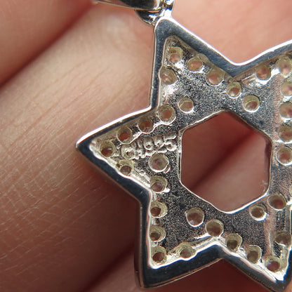 925 Sterling Silver Round-Cut Shaped C Z Star of David Judaica Pendant