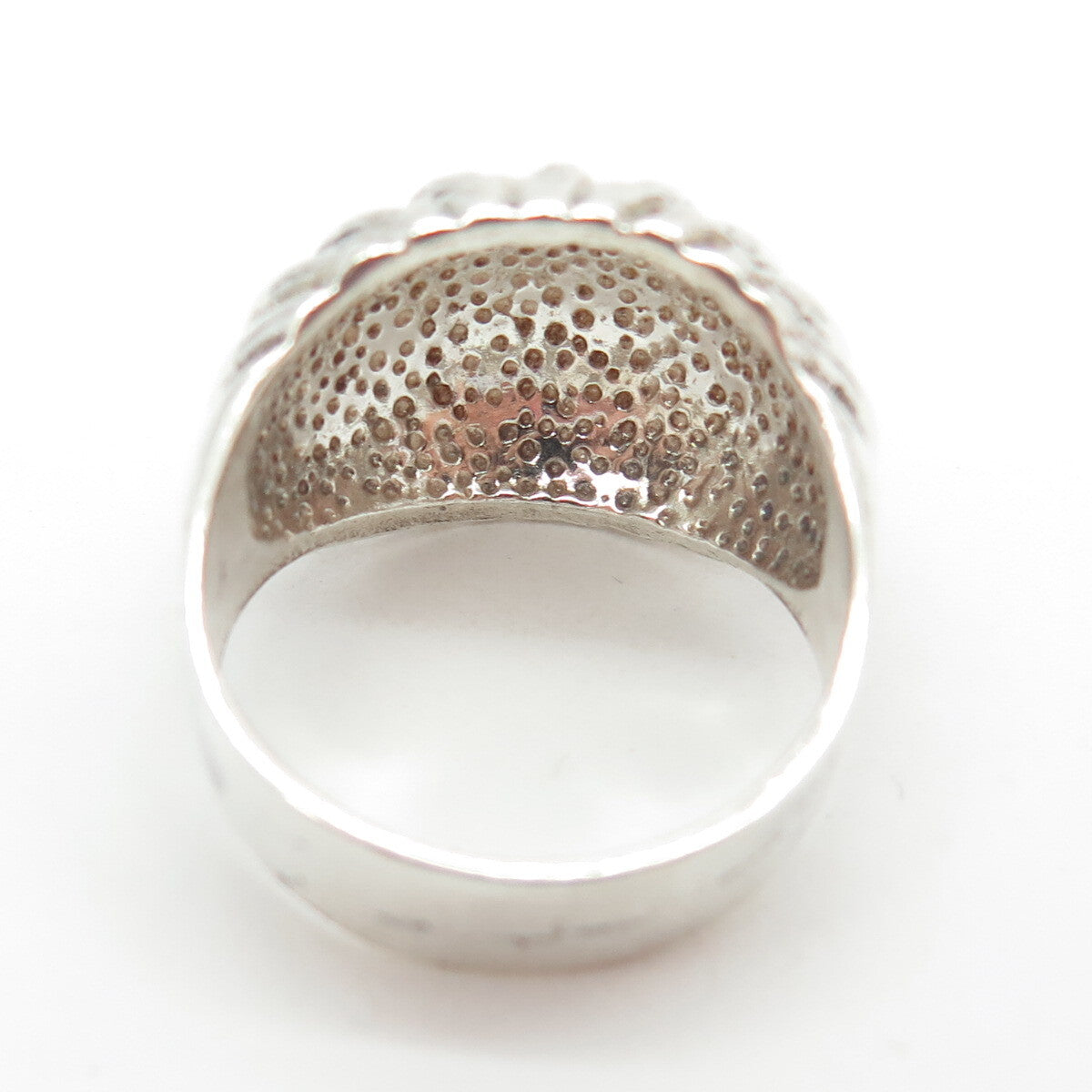925 Sterling Silver Vintage Modernist Ribbed Dome Ring Size 8