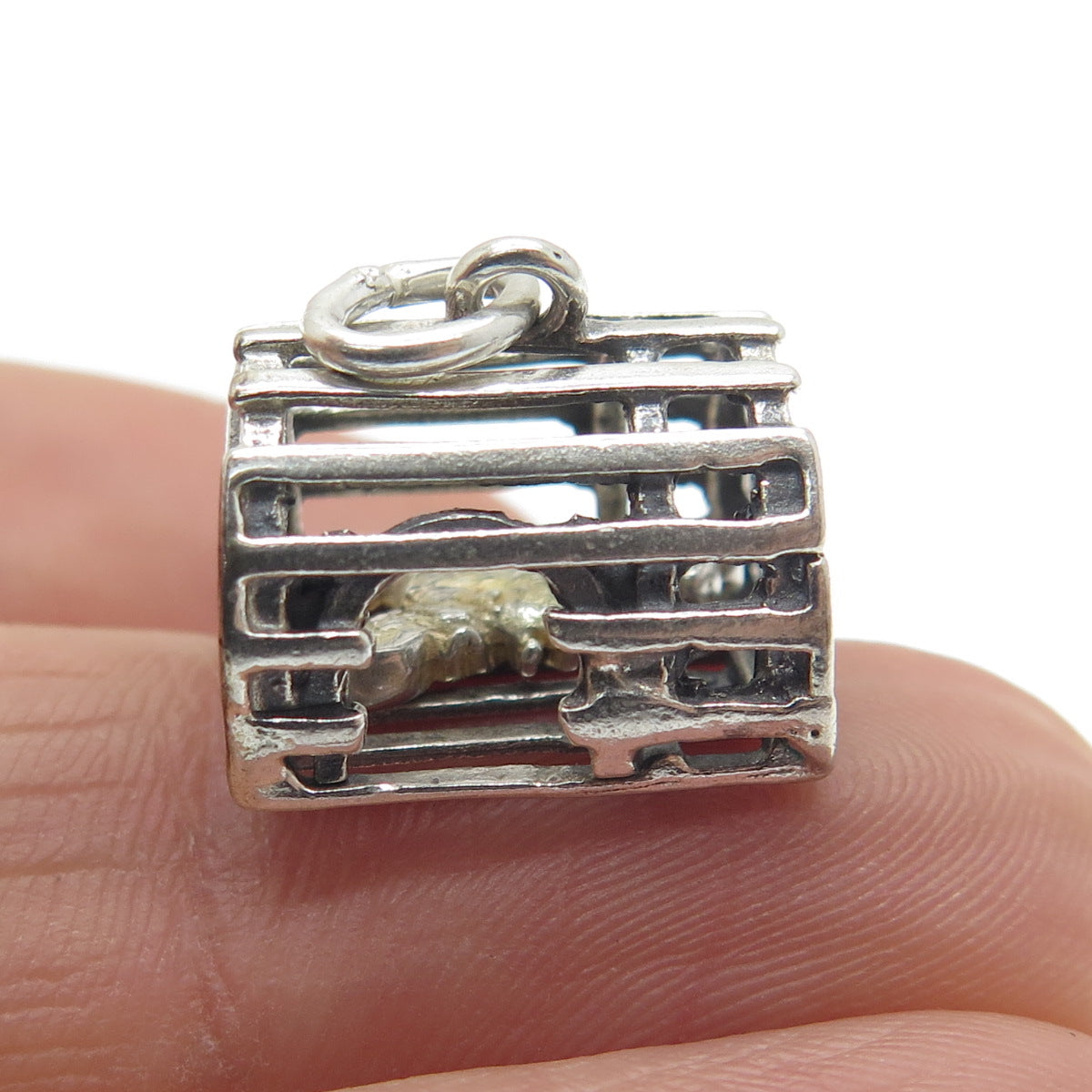 925 Sterling Silver Vintage Lobster Cage Minimalist Charm Pendant