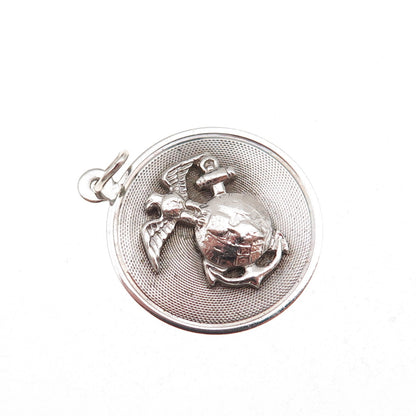 Town & Country 925 Sterling Silver Antique WWII US Marine Corps Charm Pendant