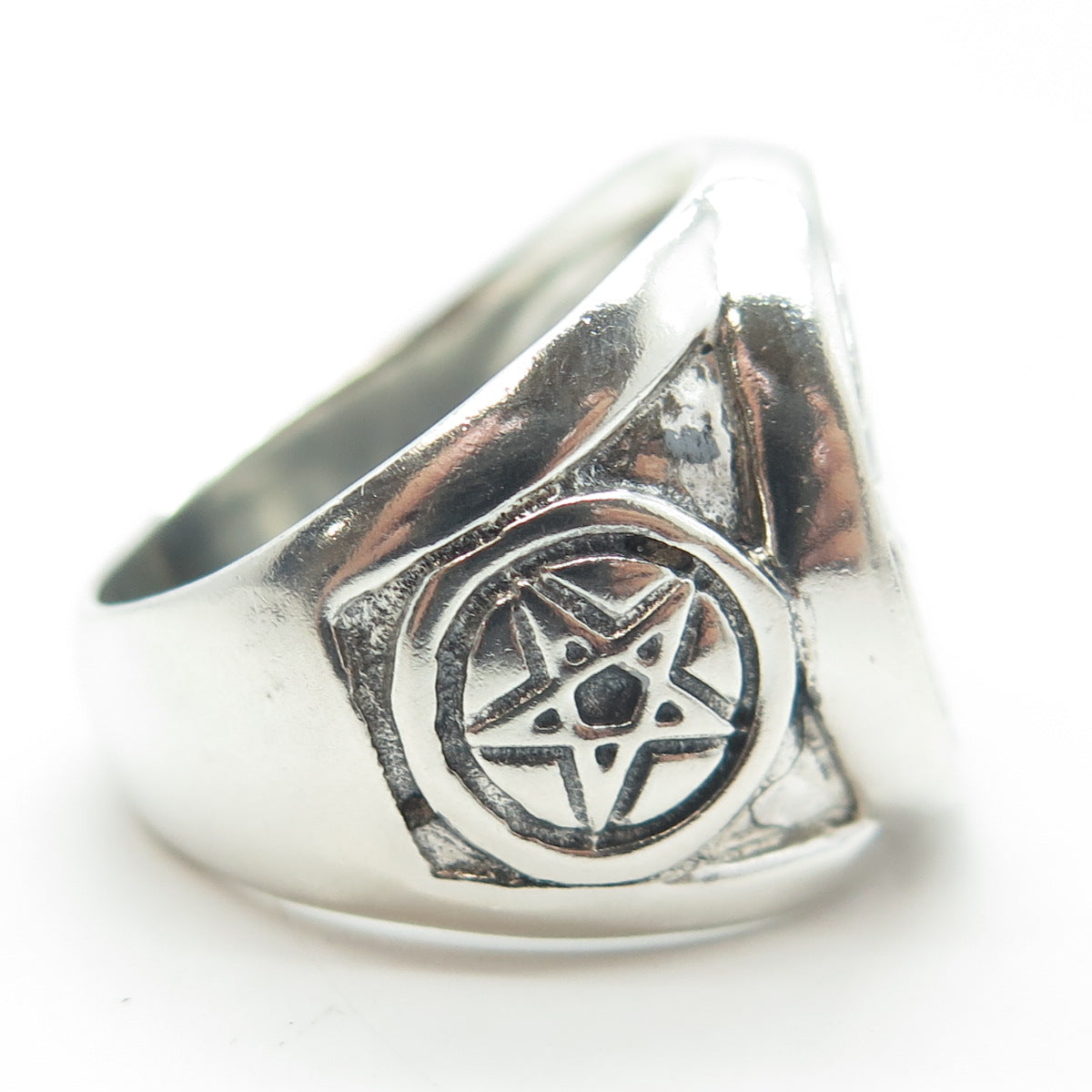 950 Silver Vintage Pentagram Star Ring Size 10.5