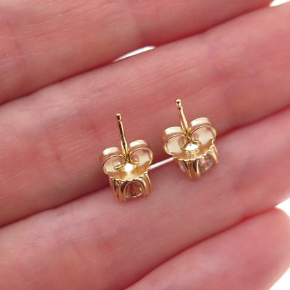 925 Sterling Silver Gold Plated Round-Cut Moissanite Stud Earrings