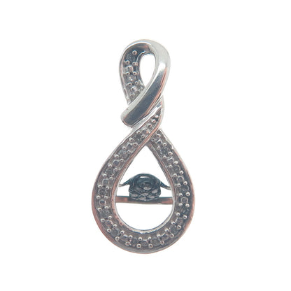 925 Sterling Silver Real White Diamond Infinity Slide Pendant