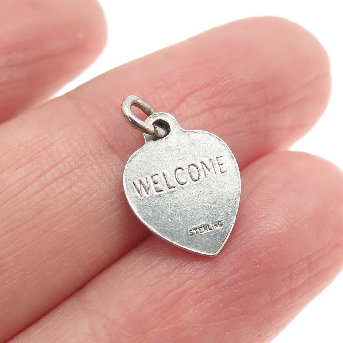 925 Sterling Silver Vintage Beta Sigma Phi Welcome Heart Mini Charm Pendant