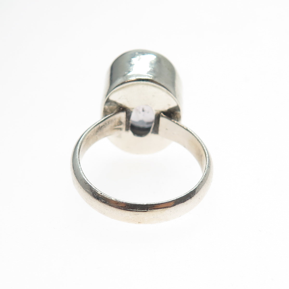 925 Sterling Silver Vintage Real Amethyst Modernist Ring Size 7.25