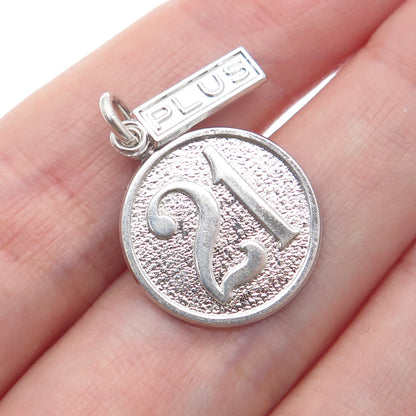 WELLS 925 Sterling Silver Vintage 21 Plus Minimalist Charm Pendant