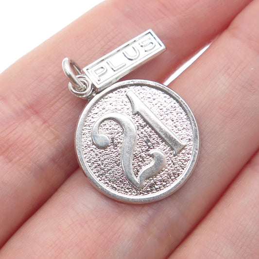 WELLS 925 Sterling Silver Vintage 21 Plus Minimalist Charm Pendant