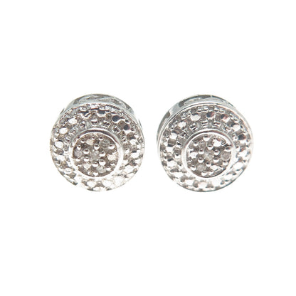 925 Sterling Silver Real Round-Cut Diamond Stud Earrings