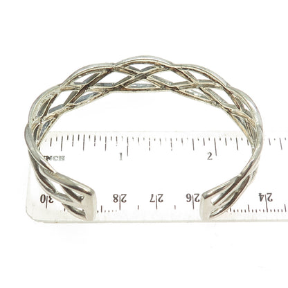 925 Sterling Silver Vintage Celtic Knot Adjustable Cuff Bracelet 6.75"