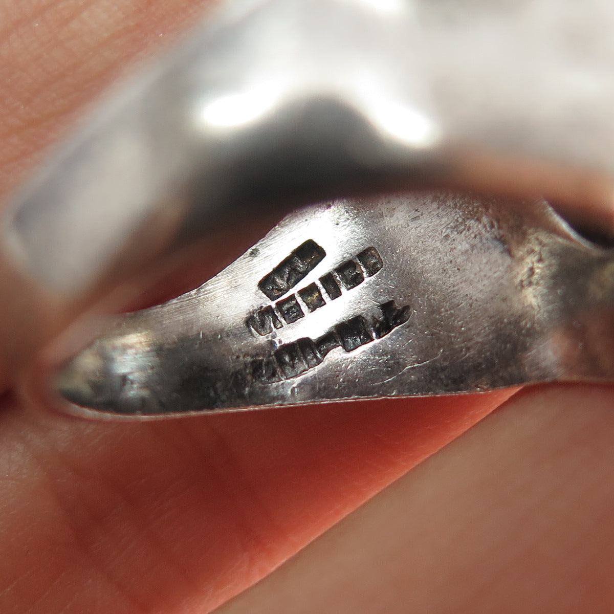 925 Sterling Silver Vintage Mexico Real Bisbee Turquoise Modernist Ring Size 10