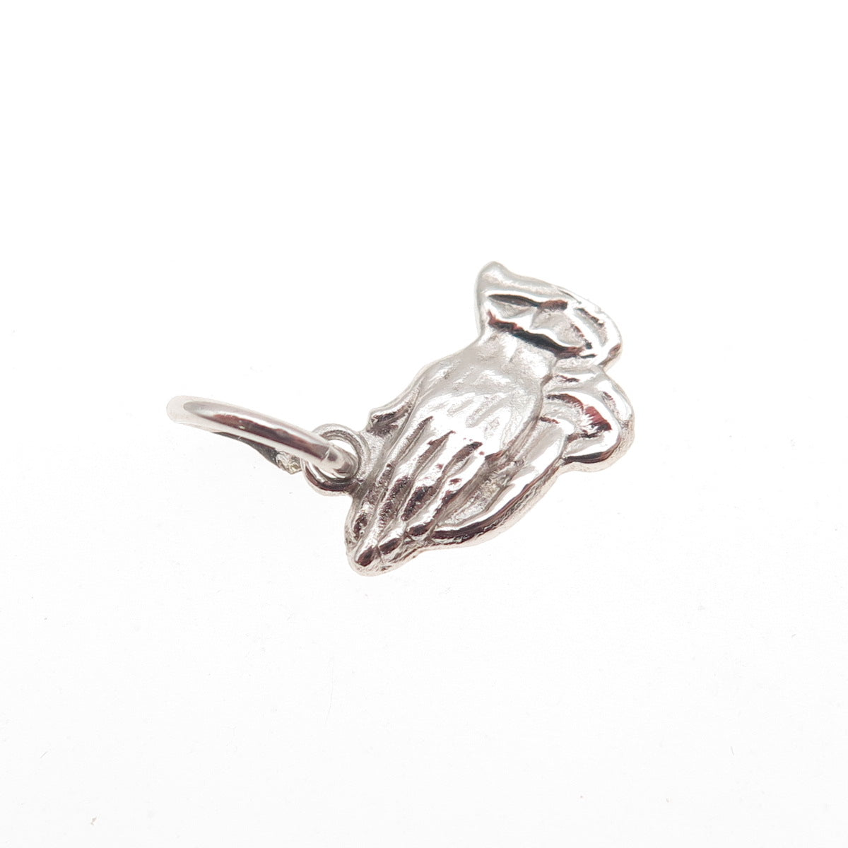 925 Sterling Silver Vintage Prayer Hands Mini Charm Pendant