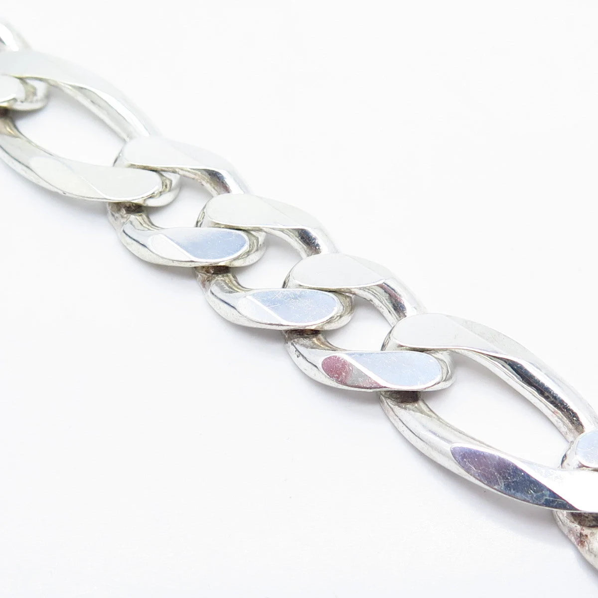 925 Sterling Silver Vintage Italy Figaro Link Bracelet 8.5"