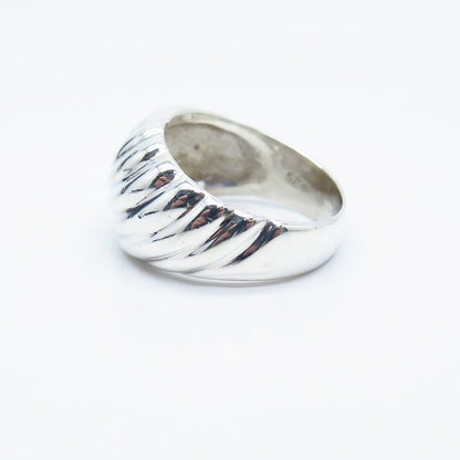 925 Sterling Silver Vintage Ribbed Ring Size 7.5