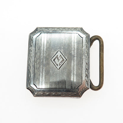 DUNN BROS 925 Sterling Silver Antique Art Deco Letter M Monogram Belt Buckle