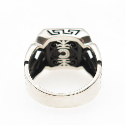 CHIMODA 925 Sterling Silver Real Black Onyx Woven Ring Size 9.75