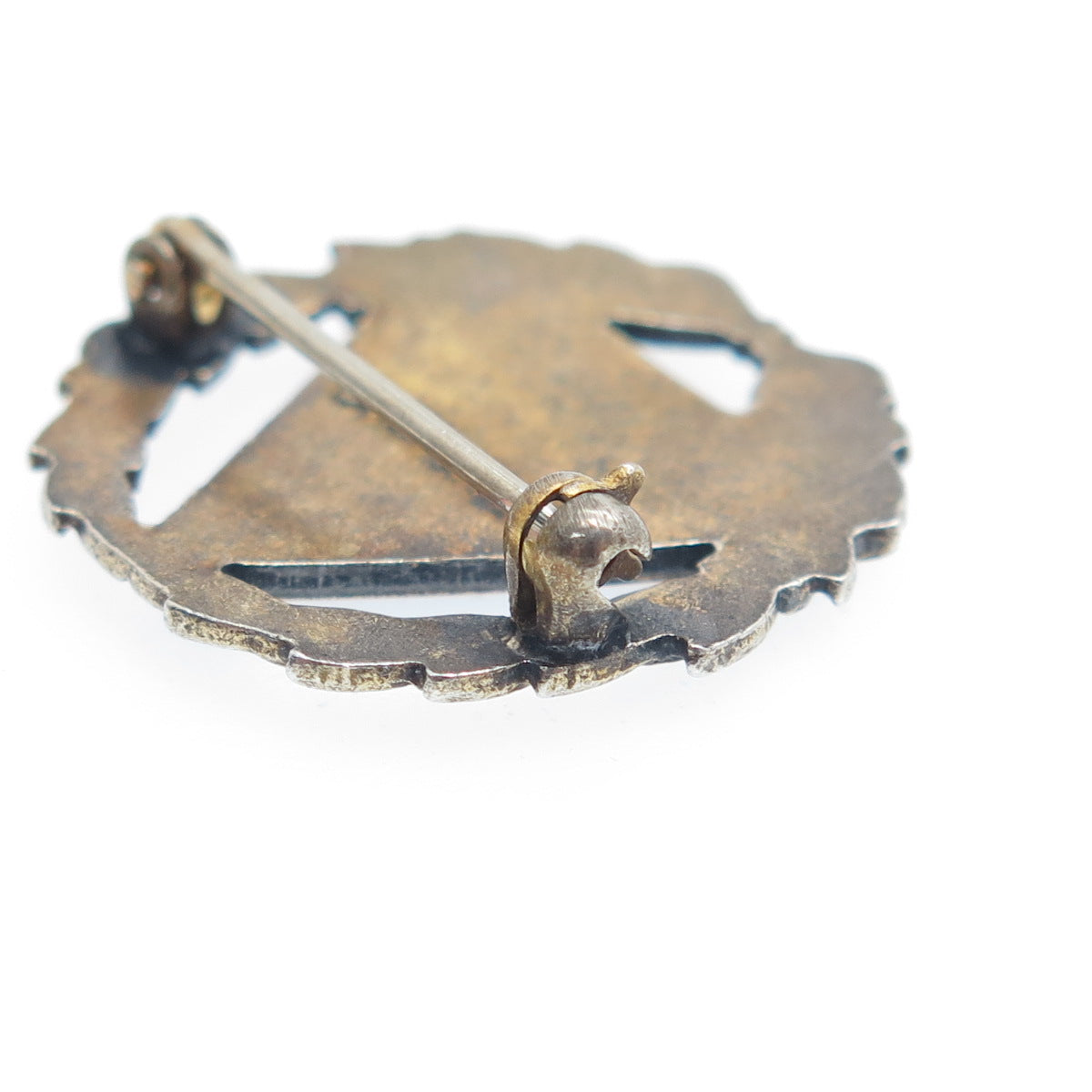 925 Sterling Silver Gold Plated Antique Enamel WSCS Methodist Church Pin Brooch