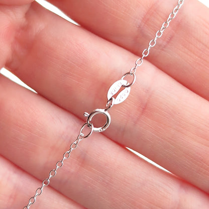 Charles Winston 925 Sterling Silver Real Diamond Heart Cable Chain Necklace 18"
