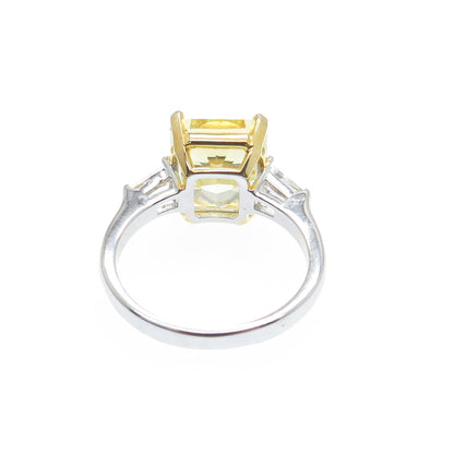 DSMK 925 Sterling Silver 2-Tone Canary & White Multi-Cut C Z Ring Size 6