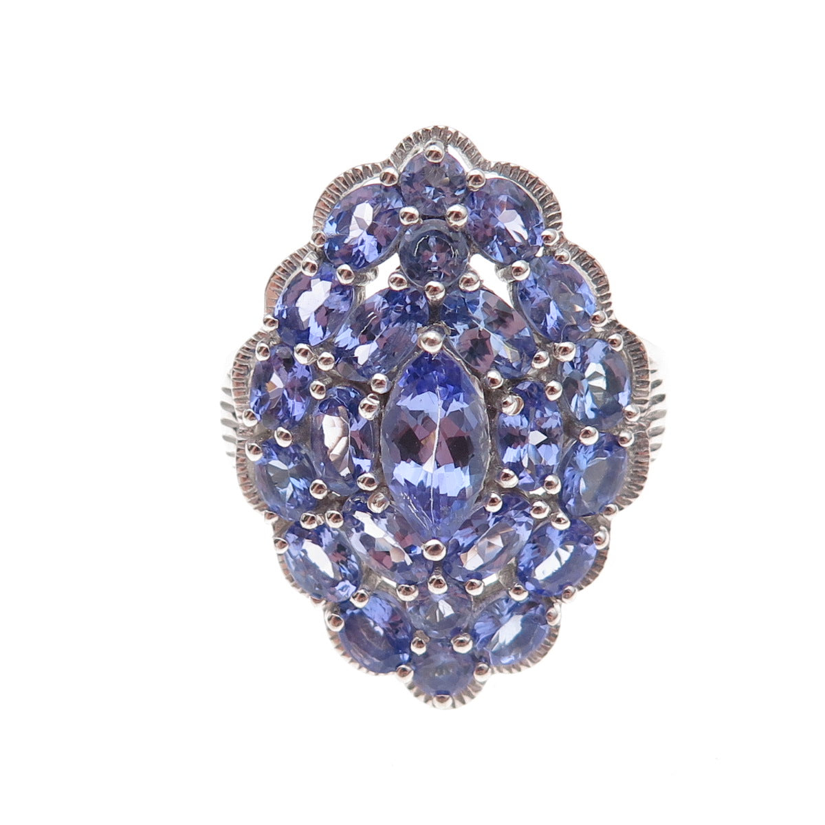 Chuck Clemency 925 Sterling Silver Real Multi-Cut Tanzanite Ring Size 8.25