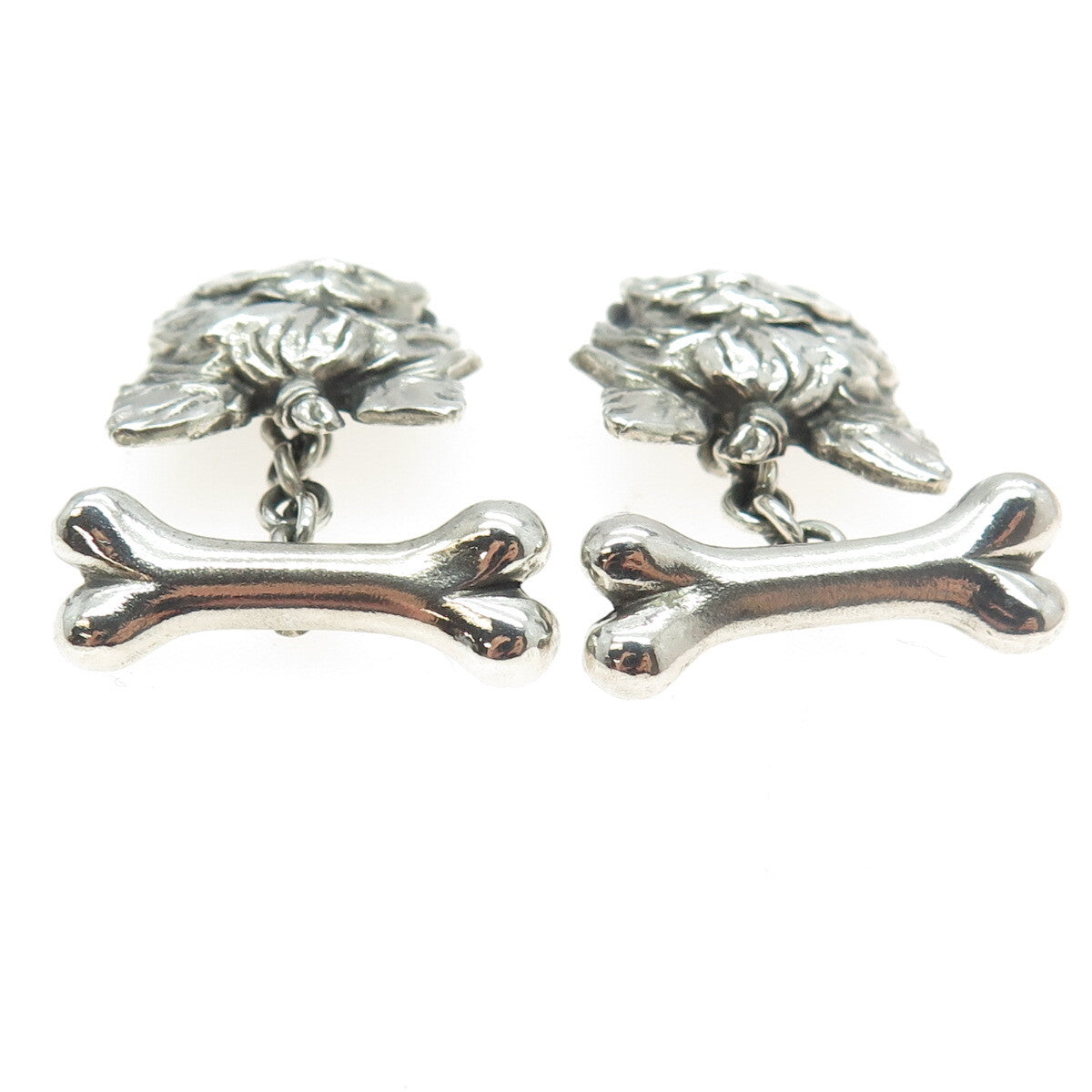 925 Sterling Silver Vintage Yorkshire Terrier Oxidized Cufflinks