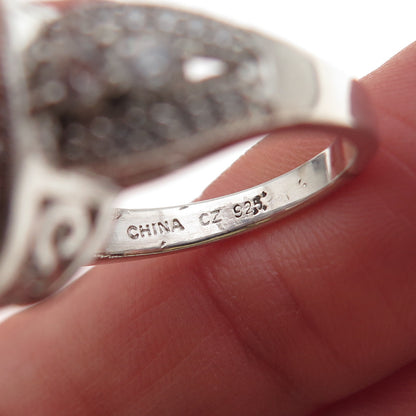 Mena 925 Sterling Silver Round-Cut C Z Sparkle Ring Size 6.25
