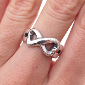 925 Sterling Silver Vintage Heart Infinity Oxidized Ring Size 7