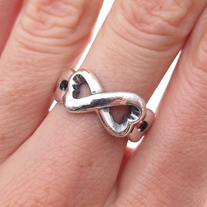925 Sterling Silver Vintage Heart Infinity Oxidized Ring Size 7