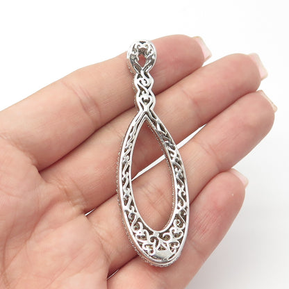 925 Sterling Silver C Z Twisted Hook Pendant