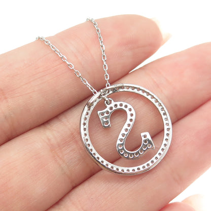 925 Sterling Silver Round-Cut C Z Letter "S" Initial Cable Chain Necklace 16-18"