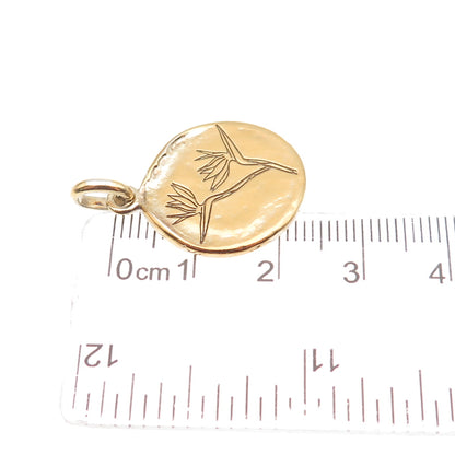 DAISY 925 Sterling Gold Plated Vintage London Bird of Paradise Charm Pendant