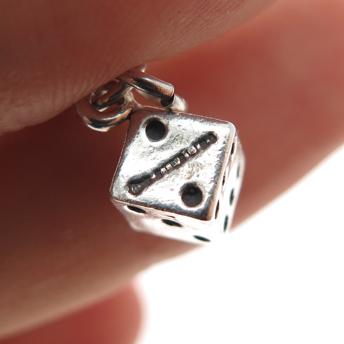 MAISELS INDIAN TRADING Sterling Silver Vintage Lucky Dice Minimalist 3D Pendant
