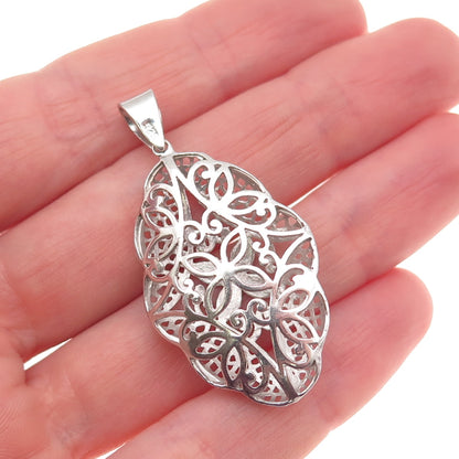 925 Sterling Silver 2-Tone Floral Charm Pendant