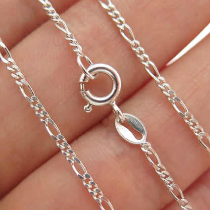 925 Sterling Silver Vintage Italy Figaro Chain Necklace 20"