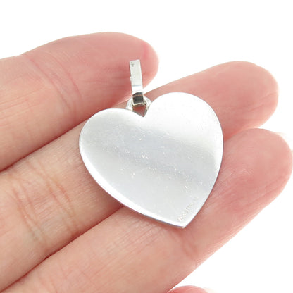 925 Sterling Silver Vintage FCC Ebgravable Heart Tag Charm Pendant