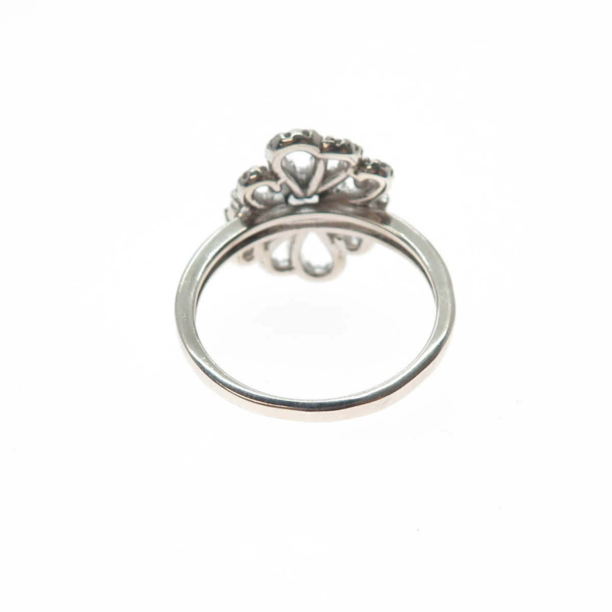 925 Sterling Silver Vintage Oval & Round-Cut C Z Butterfly Ring Size 9