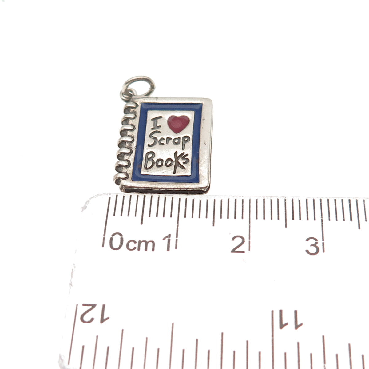 Shube 925 Sterling Silver Vintage Enamel I Love Scrapbooks Mini Charm Pendant
